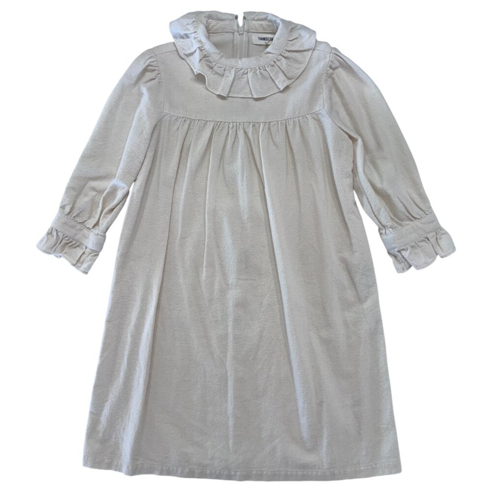 TAMBERE - ROUND COLLAR DRESS  - 70% COTTON - CREME